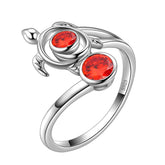 Turtle Birthstone January Garnet Ring Open Sterling Silver - Rings - Aurora Tears